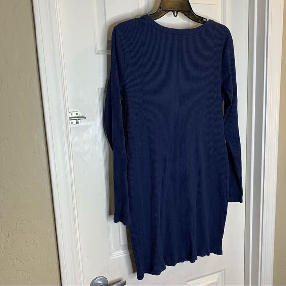 Wild Fable Blue Ribbed Long Sleeve Butterfly Bodycon Dress, Size Extra Large - Picture 7 of 11